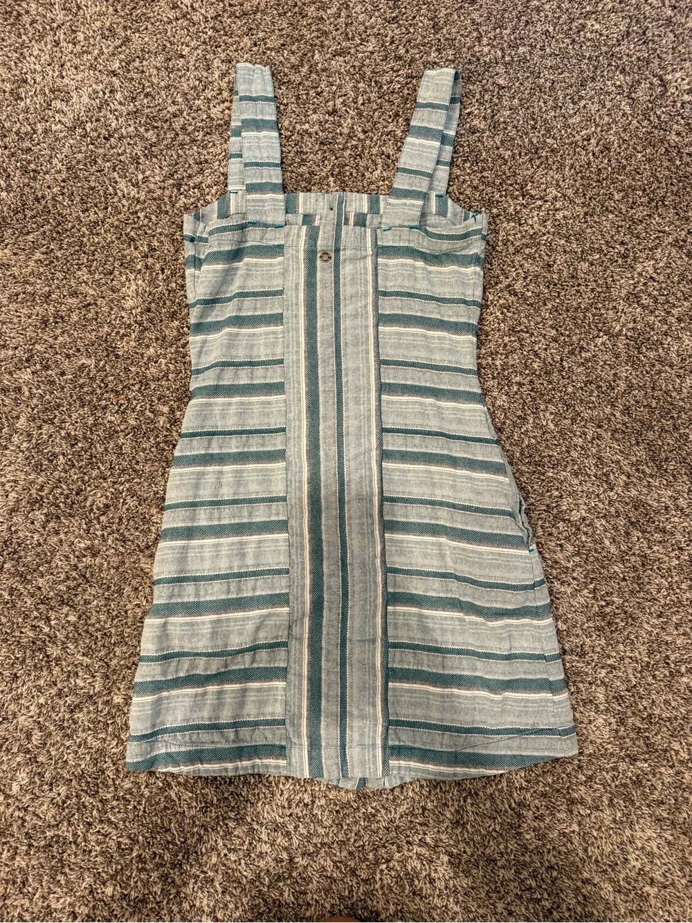 Roxy Striped Button Front Mini Dress Small Blue White Cotton Sleeveless Pockets - Picture 9 of 15